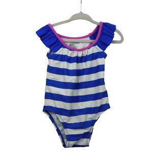 BabyGap Girls Ruffle Strap‎ Blue & White Striped Swimsuit 12-18 Months